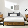King Metal Platform Bed Frame with 4 Storage Drawers L601