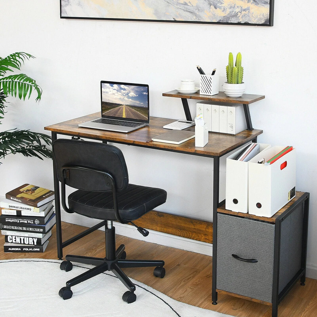 Computer Desk with Storage Rack & Shelf Z7938