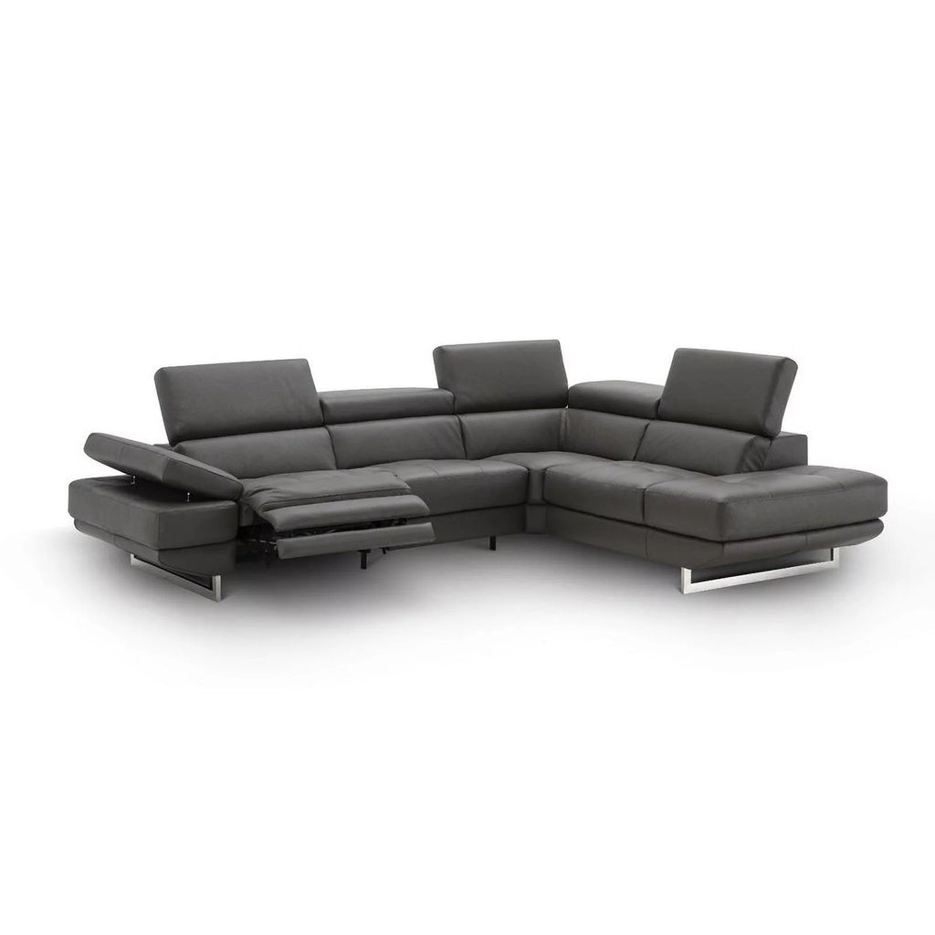 Dark Grey Leather Recliner Sectional Sofa J28627