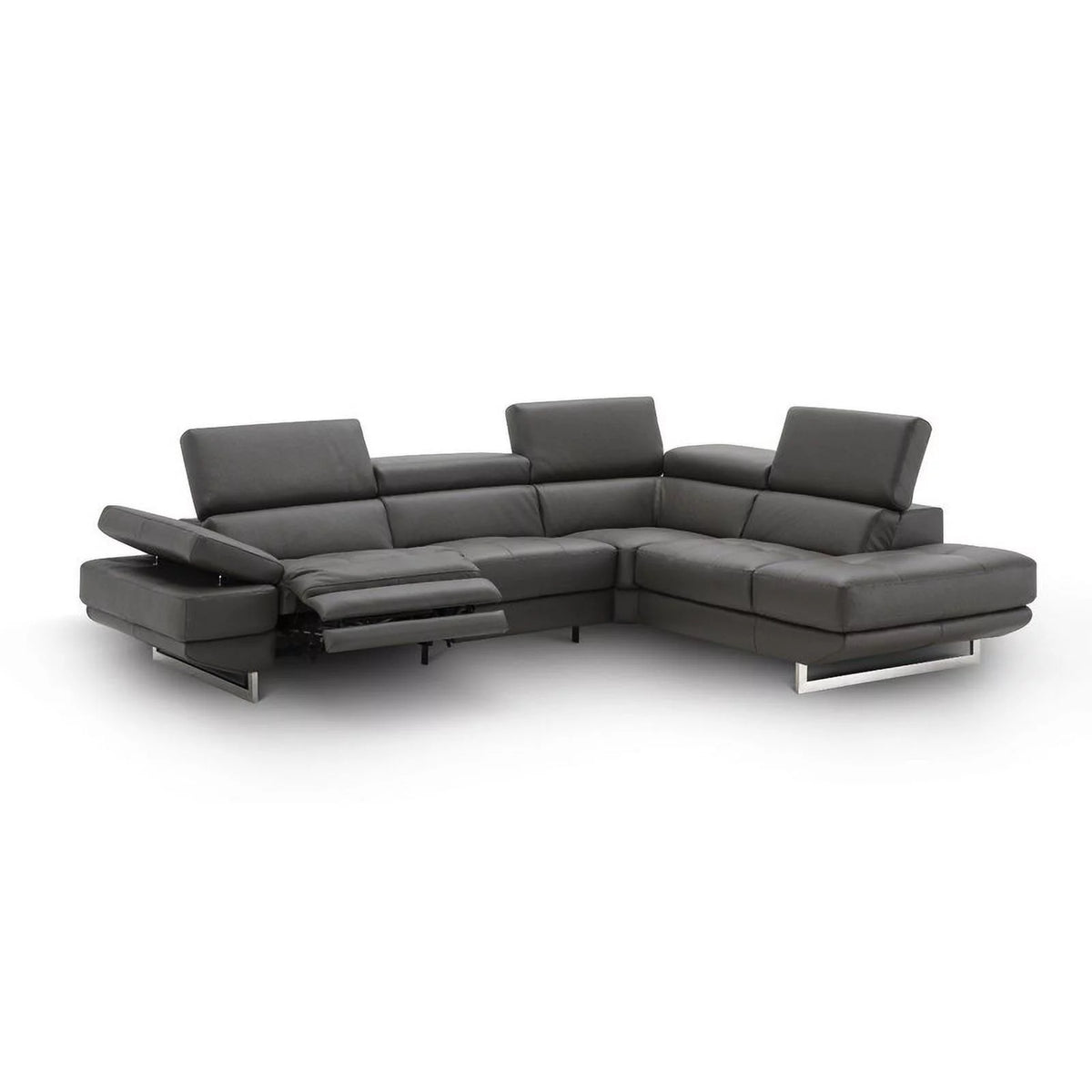 Dark Grey Leather Recliner Sectional Sofa J28627