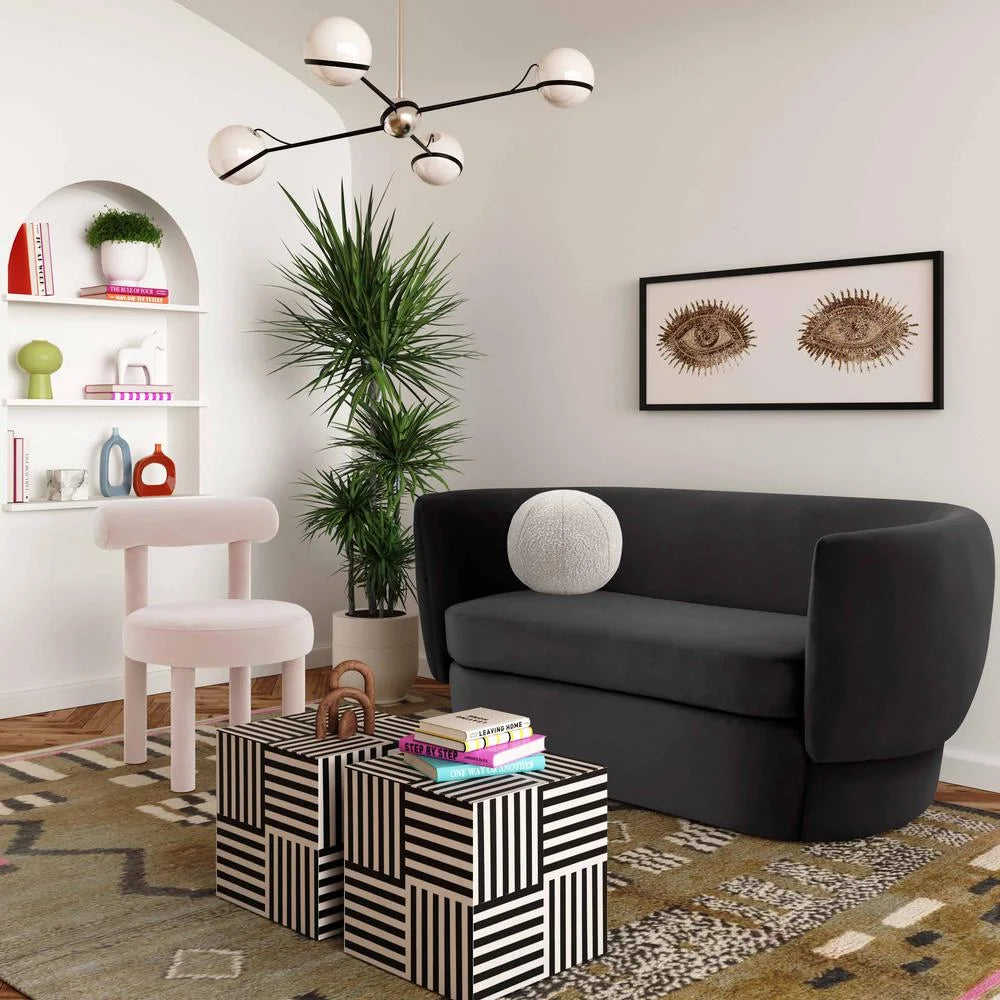 Black Velvet Loveseat S3052
