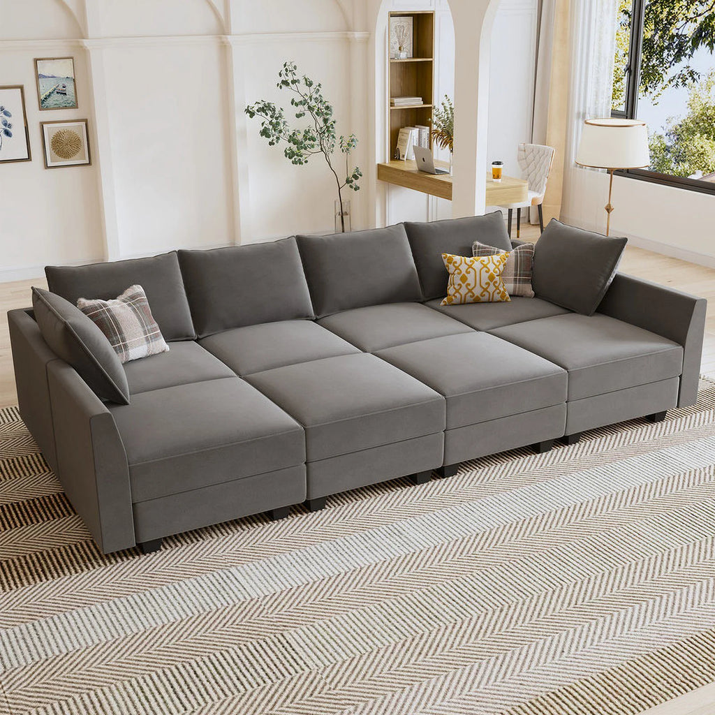 Pearl Grey Convertible Sleeper Sofa with Storage L235340