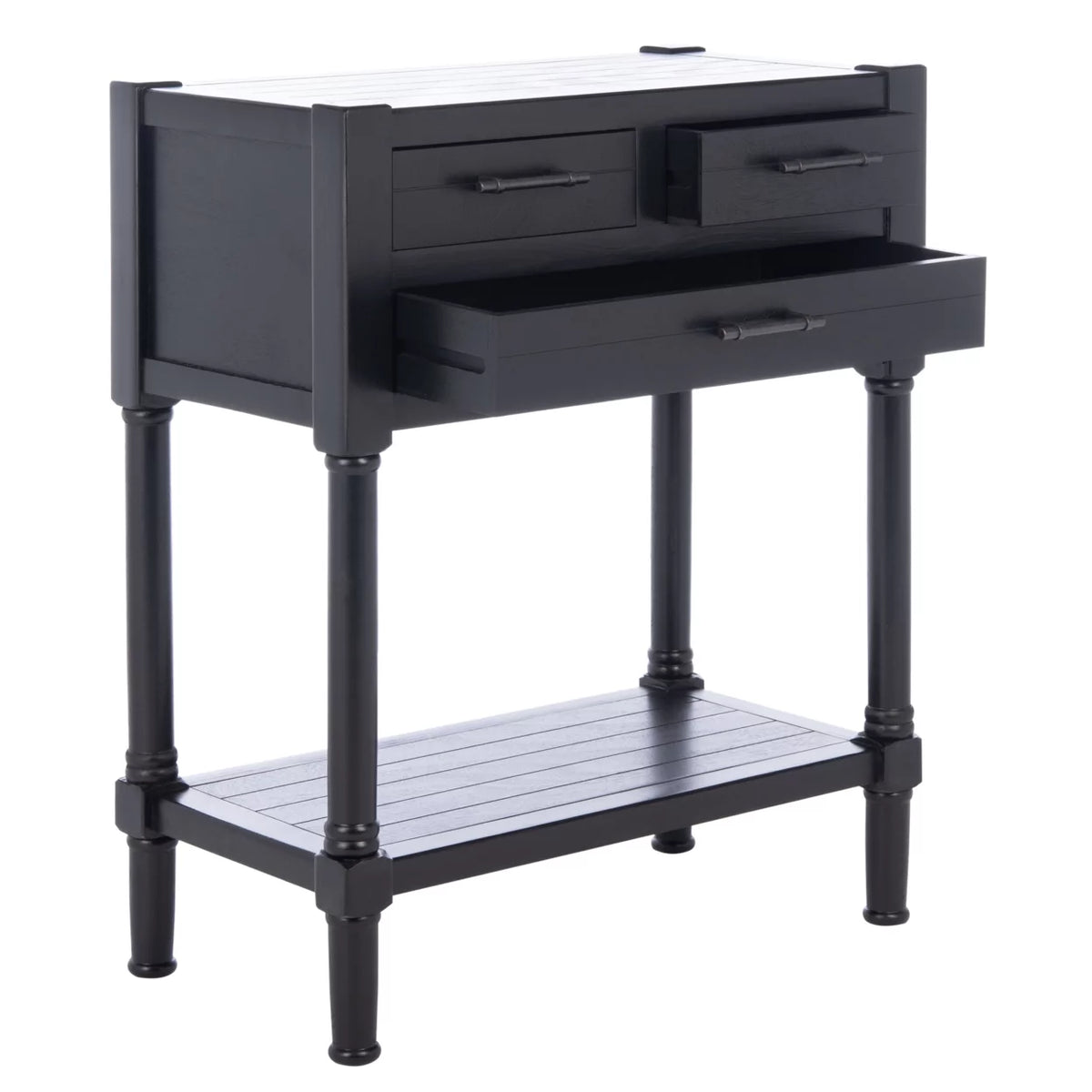 Black 3 Drawer Console Table S514
