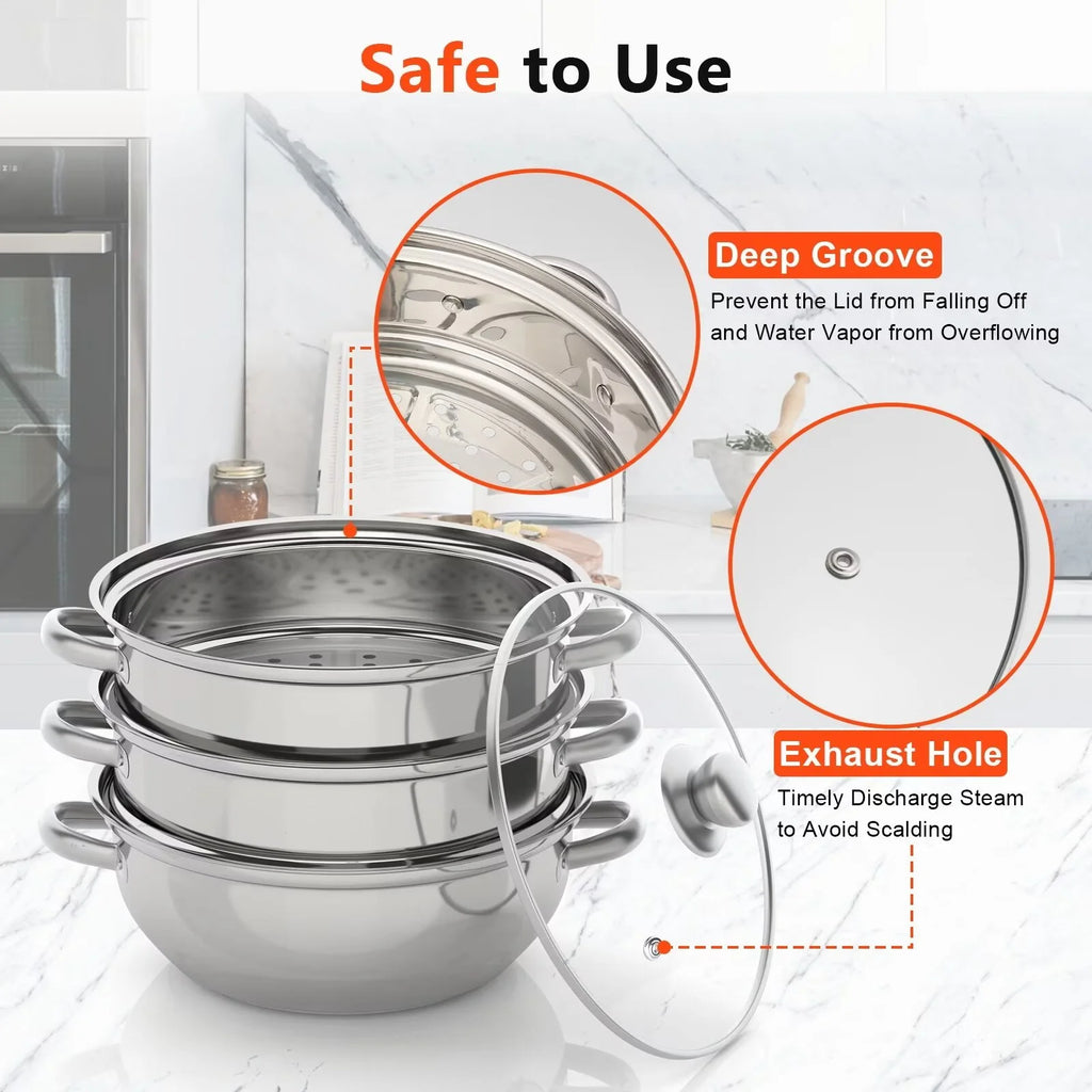 3 Tier Stainless Steel Food Steamer T1553