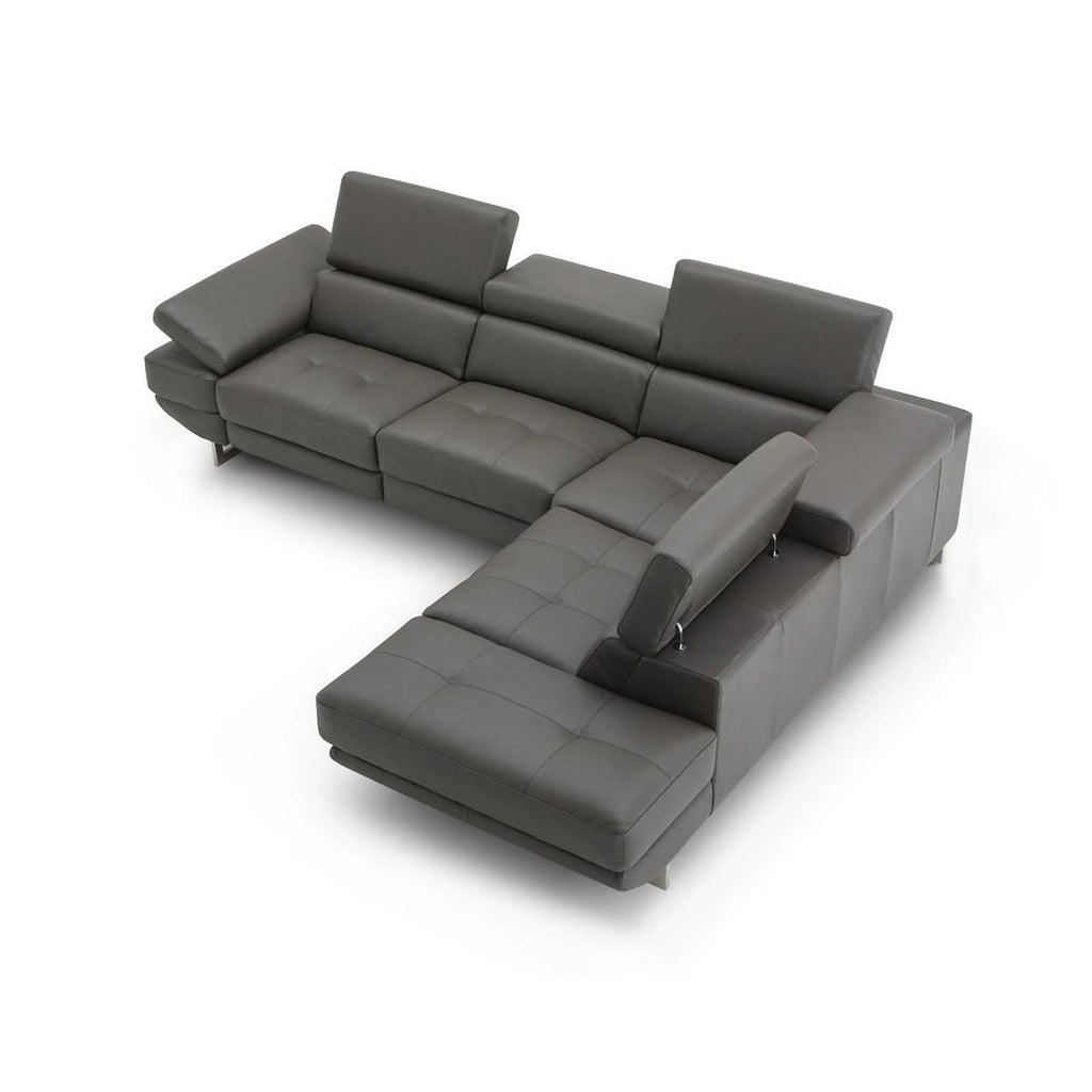 Dark Grey Leather Recliner Sectional Sofa J28627
