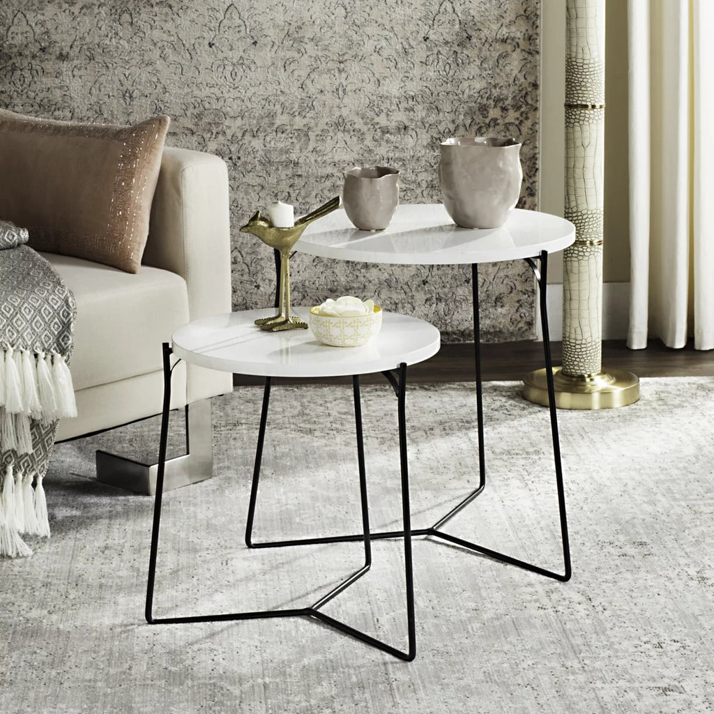 White Lacquer Stacking End Table A434