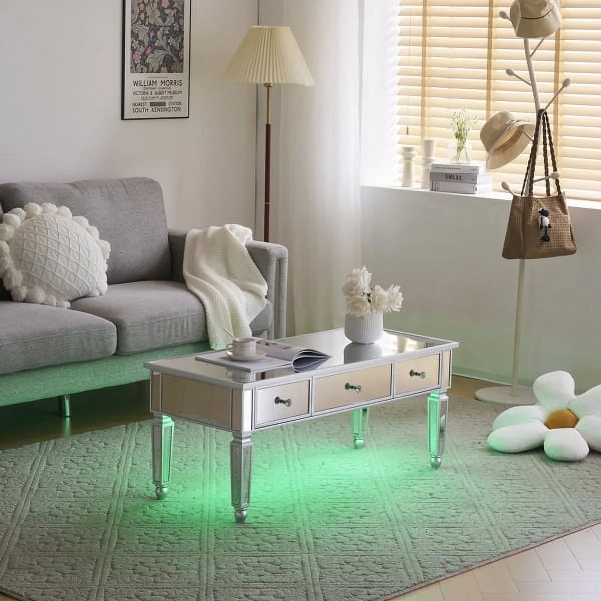Mirrored Coffee Table with 3 Drawers G9094