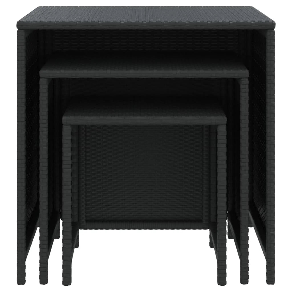 Black Poly Rattan Nesting Tables 3 pcs D7973