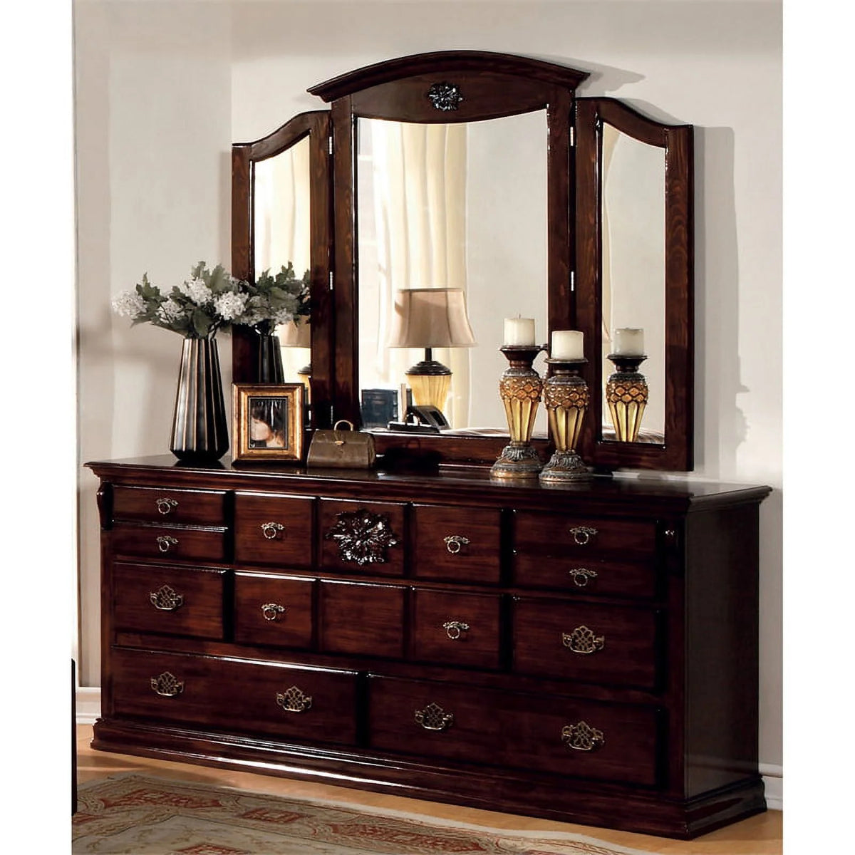 Solid Wood 2-Piece Dresser and Mirror G391543