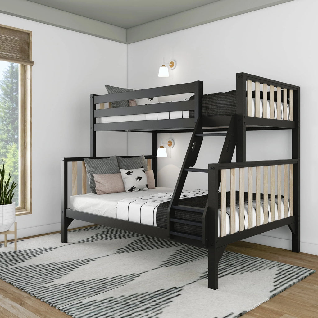 Twin over Full Wood Bunk Bed with Ladder N137379