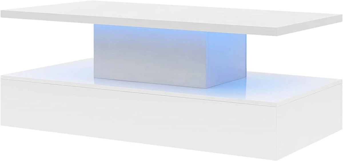 White 47 In Coffee Table with LED Light and Control R33210