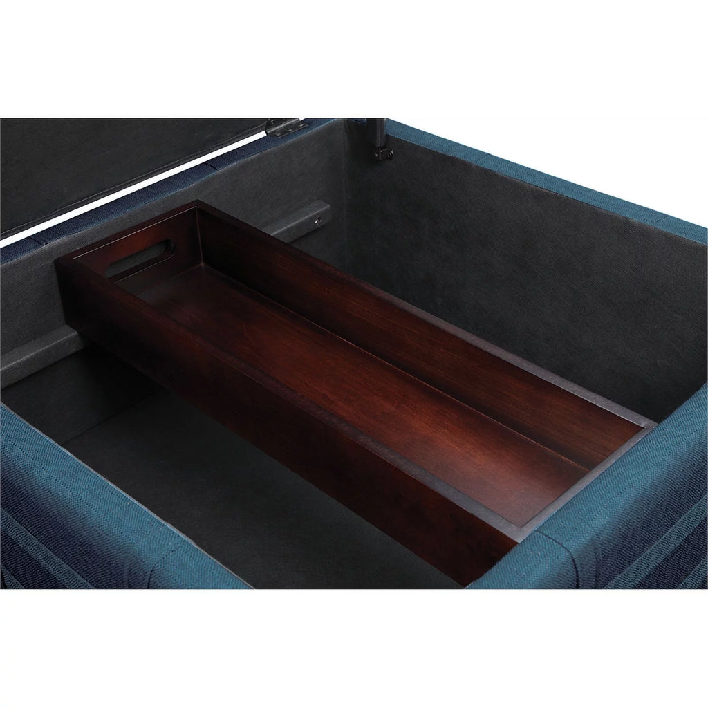 Square Storage Ottoman in Azure Blue Fabric U8150