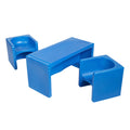 Blue 3-Piece Table and Cube Chair Set Z321