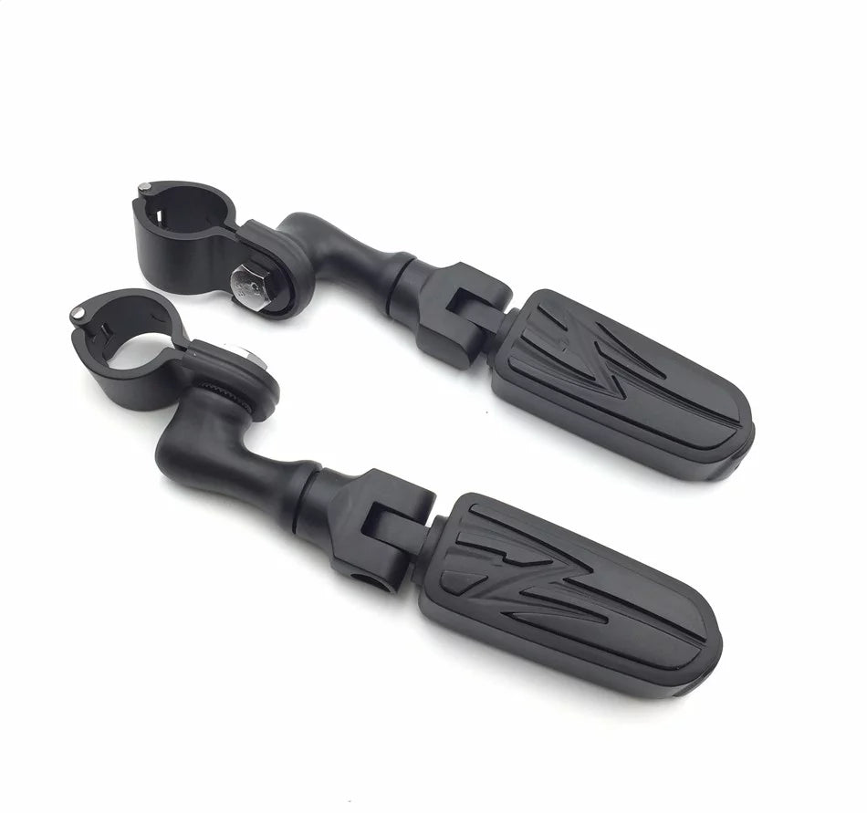 Black Short Foot Peg Mounting Kit with 1 inch 25mm Front Engine Guard Frame Tube B317