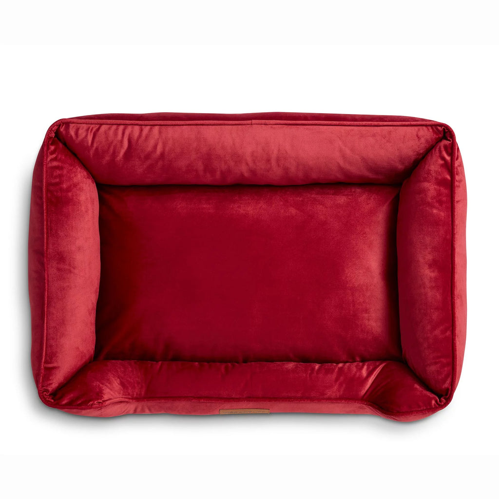 Faux Velvet Box Dog Bed Large Red 27" x 37" I356824