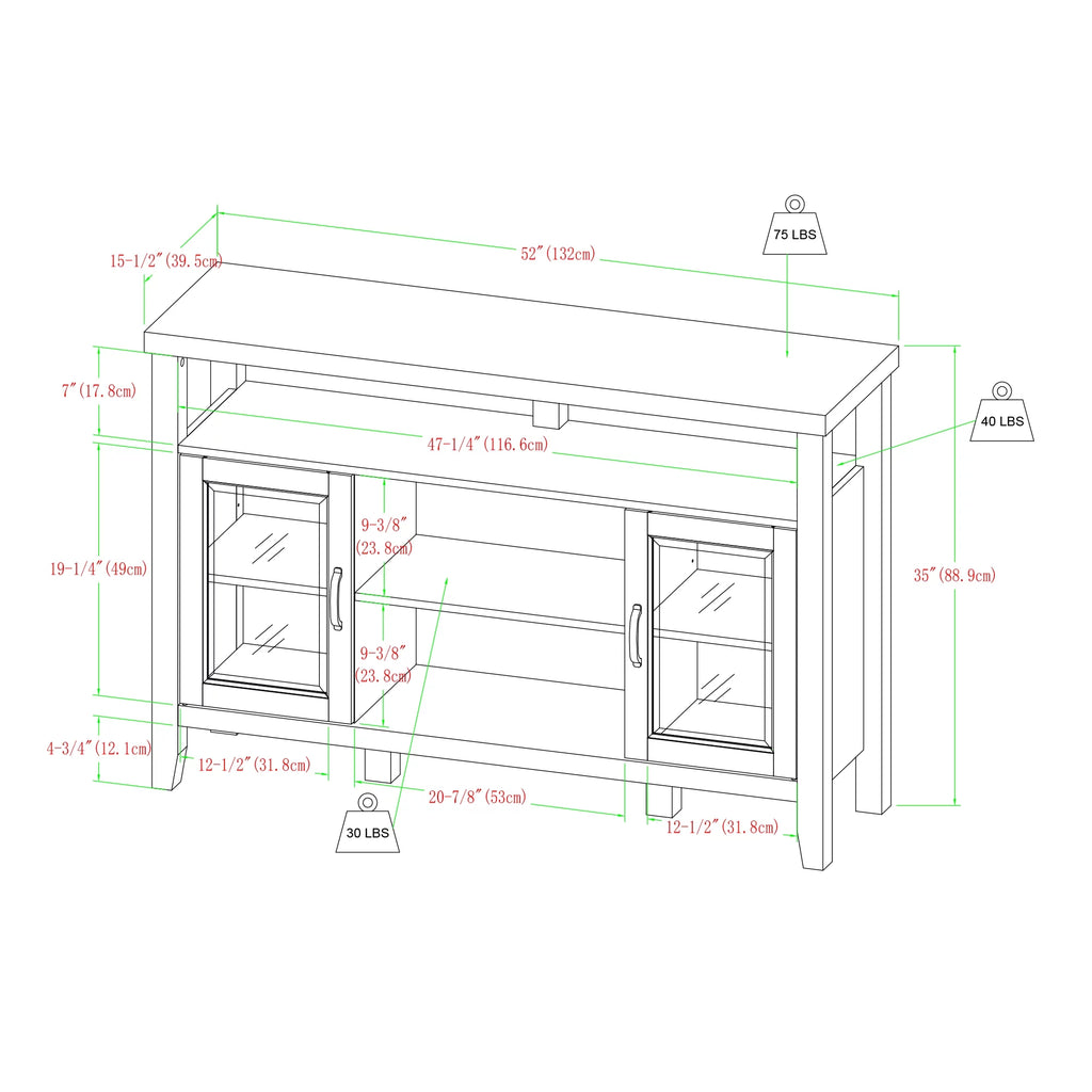Grey Wash Glass Door Tall Buffet TV Stand L7295