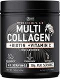 Multi Collagen Peptides Protein Powder with Vitamin C, Biotin, Hyaluronic Acid, Unflavored 45 Servings T2475
