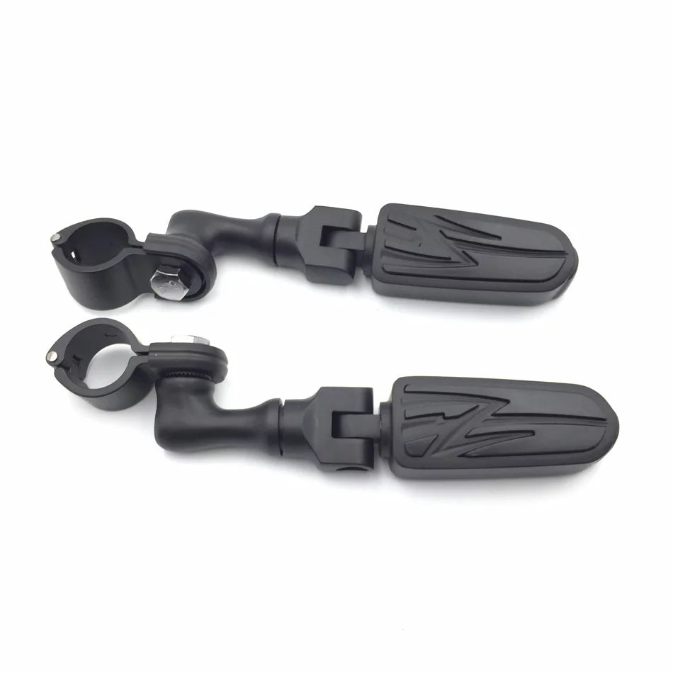 Black Short Foot Peg Mounting Kit with 1 inch 25mm Front Engine Guard Frame Tube B317