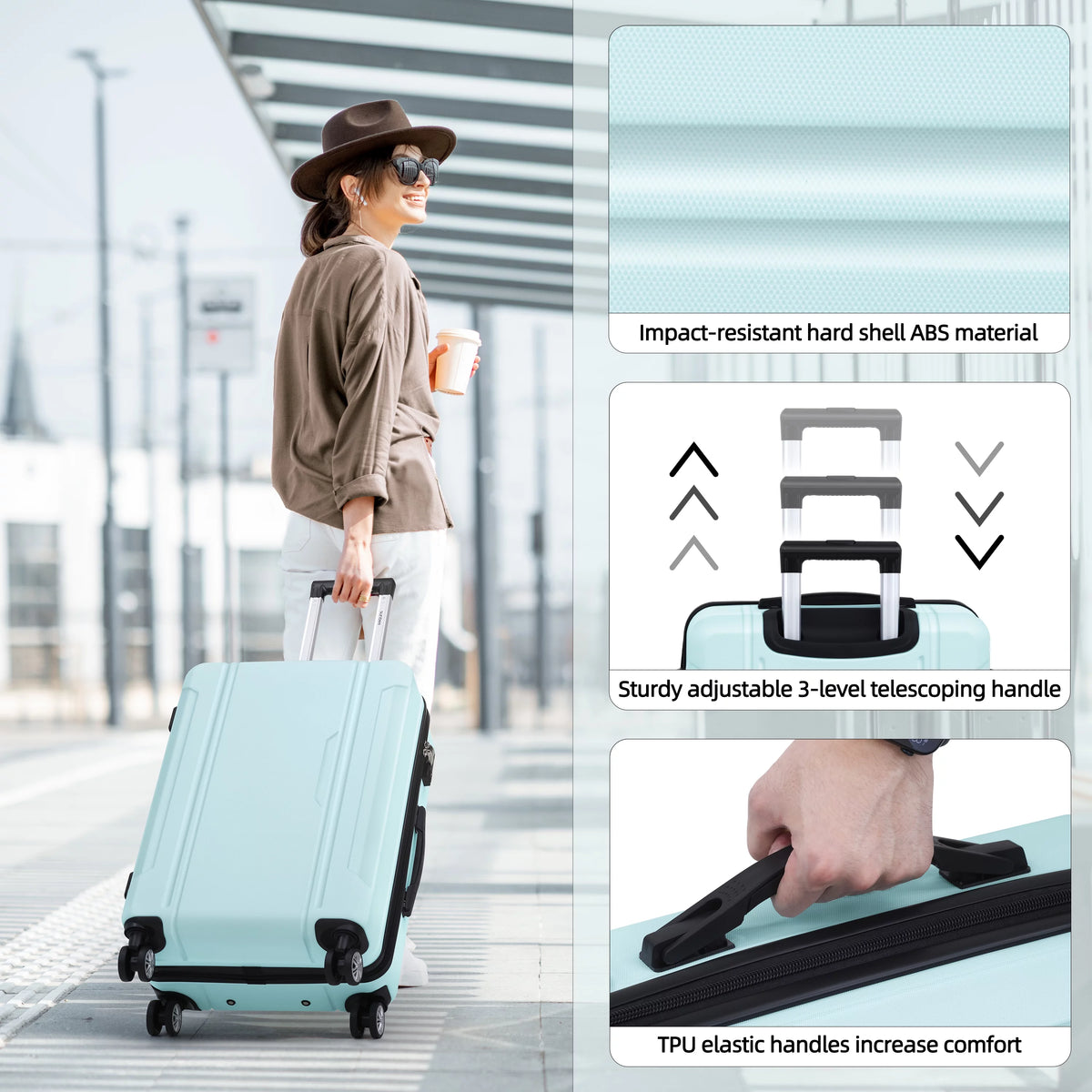 3 Piece Hard Shell Luggage Set with TSA Lock W40955