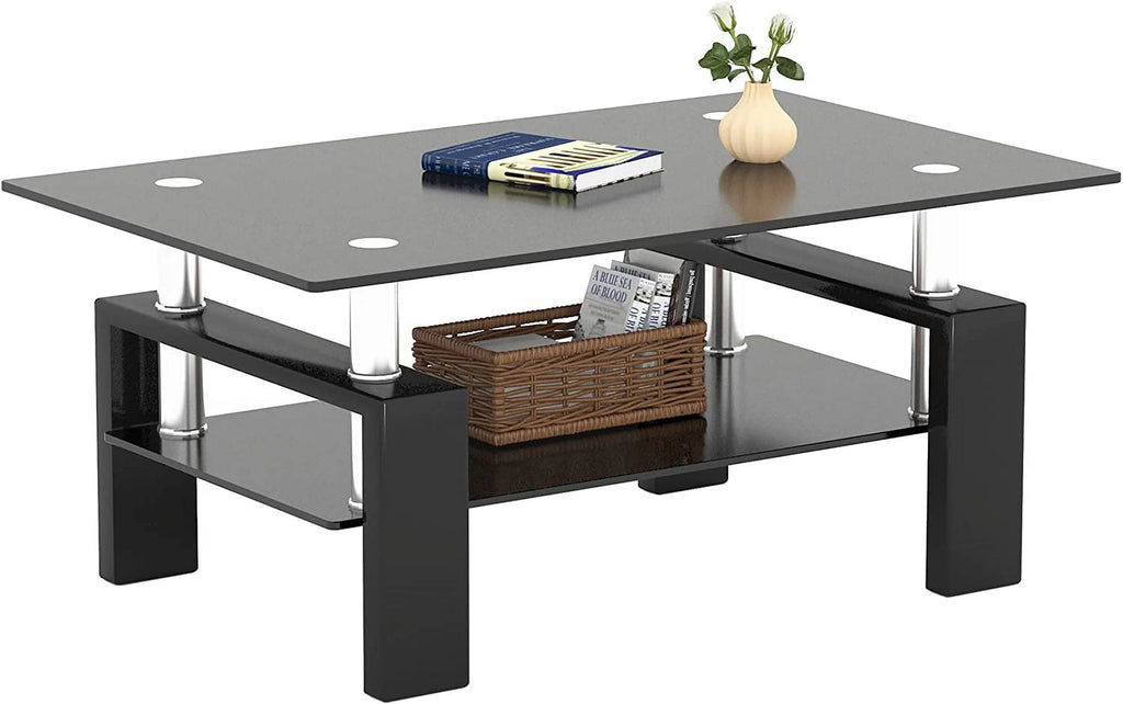 Rectangle Glass Coffee Table Brown O9386