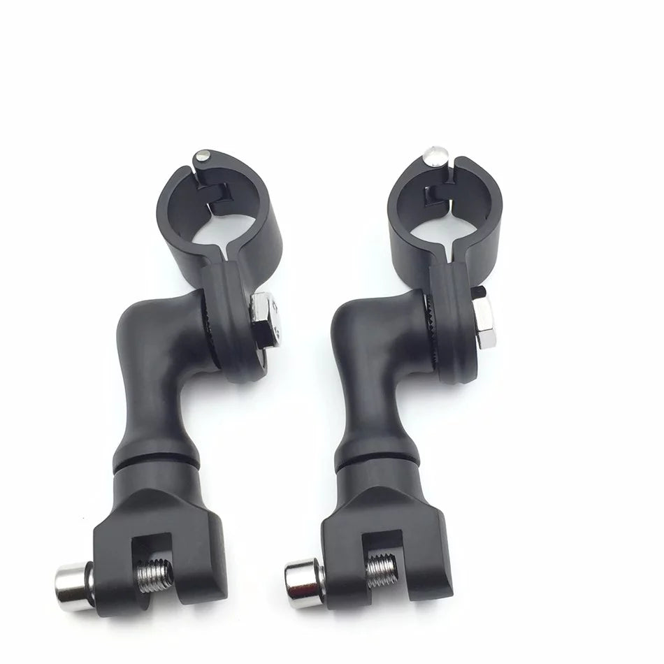Black Short Foot Peg Mounting Kit with 1 inch 25mm Front Engine Guard Frame Tube B317