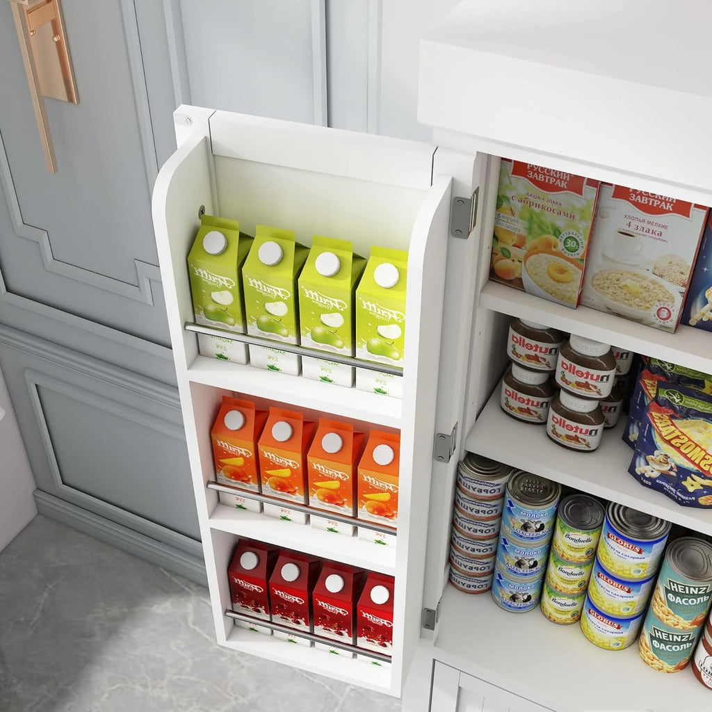 72" Tall White Kitchen Pantry with 4 Doors W967