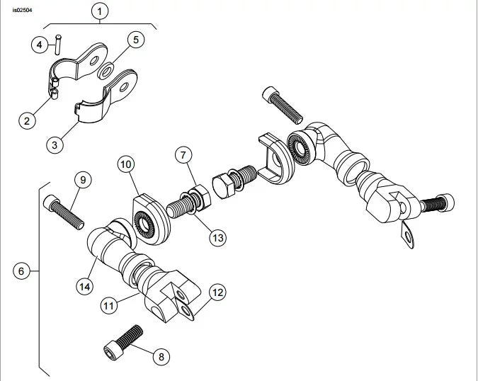 Black Short Foot Peg Mounting Kit with 1 inch 25mm Front Engine Guard Frame Tube B317