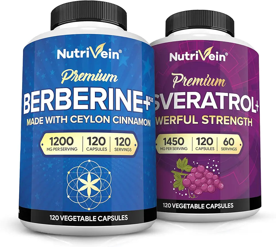 Berberine HCL 1200mg & Resveratrol with Ceylon Cinnamon & Acai Berry 120 Caps G1102